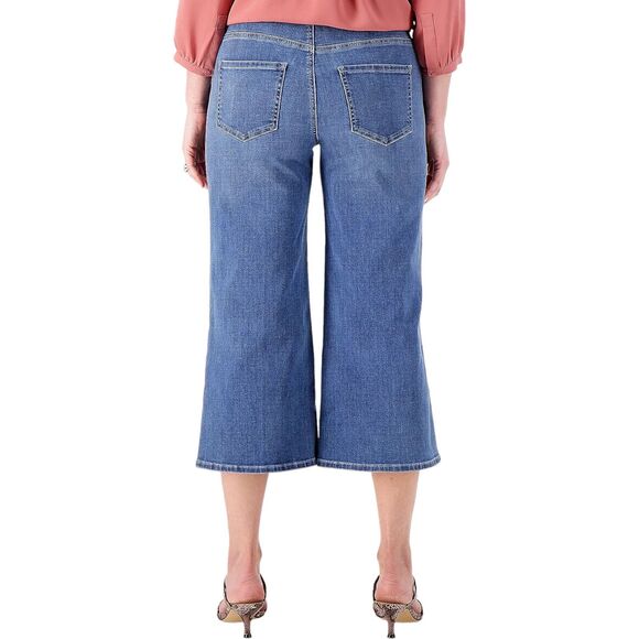 NYDJ Wide Leg Cool Embrace Denim Crop Jeans 10L Blue Stretch Denim Lift Tuck - Picture 4 of 6